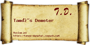 Tamás Demeter névjegykártya